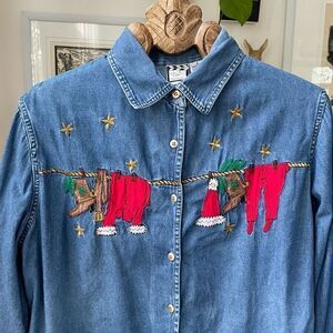 Vintage Take Two Denim Chambray Button Up Shirt L